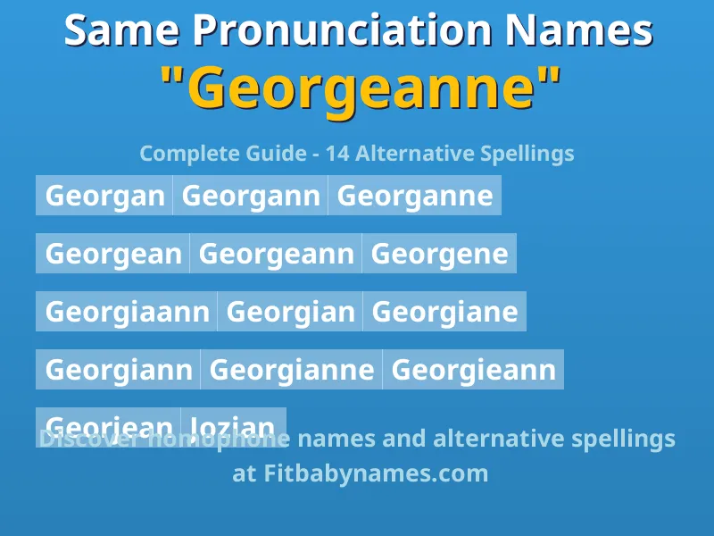 Infographic: Georgeanne same pronunciation names, similar names, and homophone names