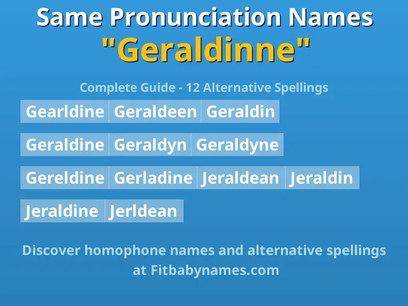 Infographic: Geraldinne same pronunciation names, similar names, and homophone names