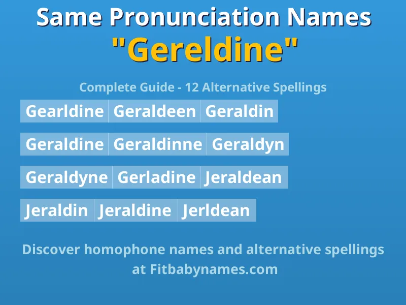 Infographic: Gereldine same pronunciation names, similar names, and homophone names