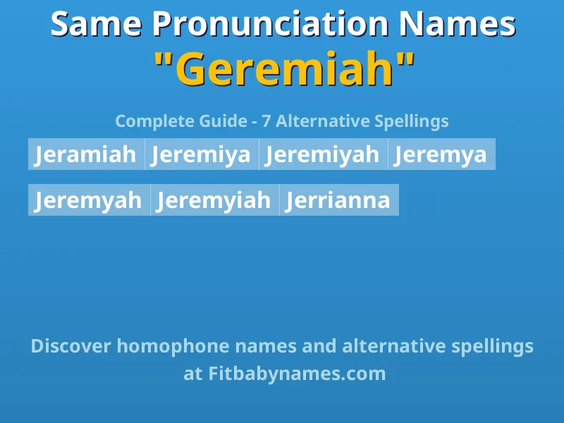 Infographic: Geremiah same pronunciation names, similar names, and homophone names
