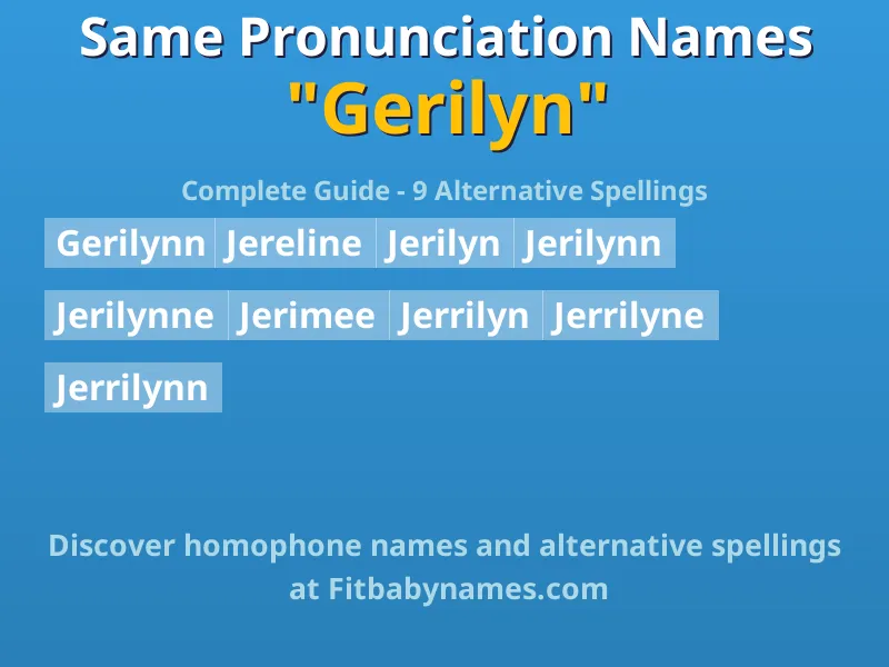 Infographic: Gerilyn same pronunciation names, similar names, and homophone names