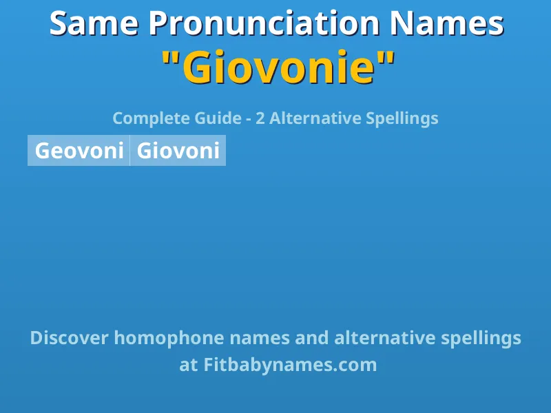 Infographic: Giovonie same pronunciation names, similar names, and homophone names