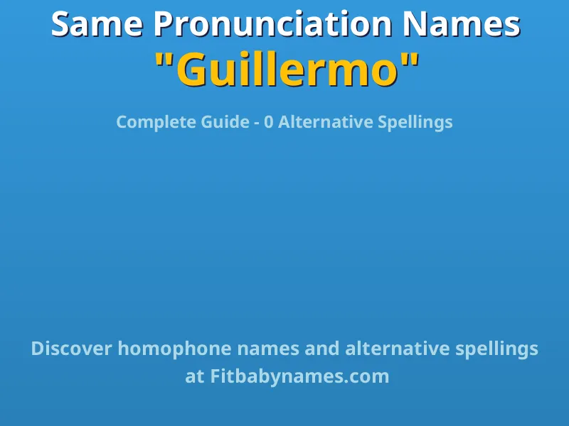 Infographic: Guillermo same pronunciation names, similar names, and homophone names