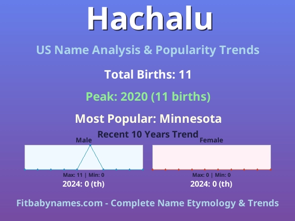 Infographic: Hachalu name meaning, origin, and popularity trends in the United States (US baby name analysis chart)
