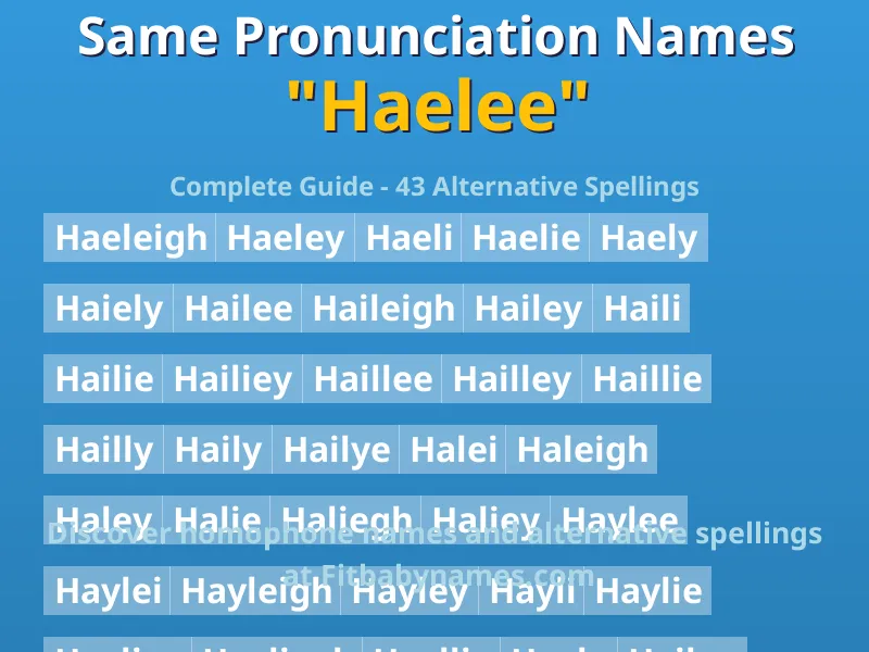 Infographic: Haelee same pronunciation names, similar names, and homophone names