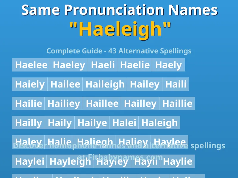 Infographic: Haeleigh same pronunciation names, similar names, and homophone names