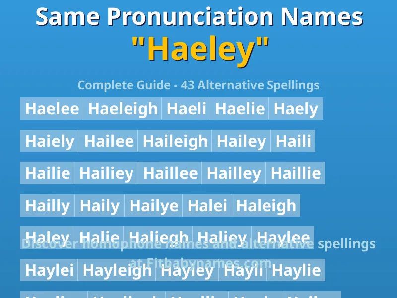 Infographic: Haeley same pronunciation names, similar names, and homophone names