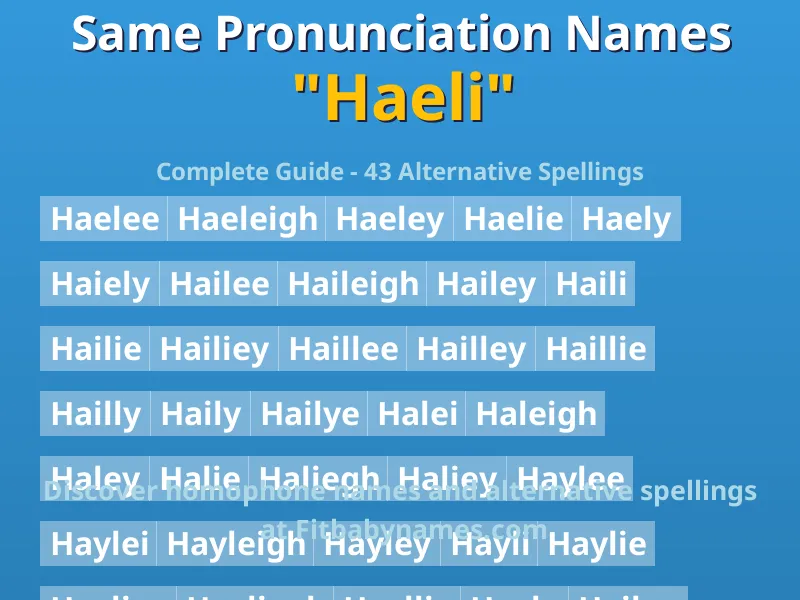 Infographic: Haeli same pronunciation names, similar names, and homophone names