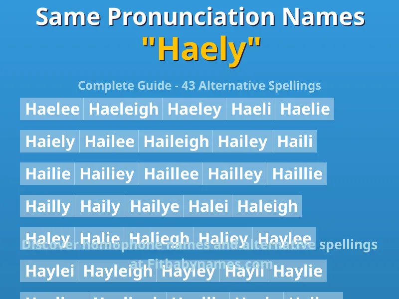 Infographic: Haely same pronunciation names, similar names, and homophone names