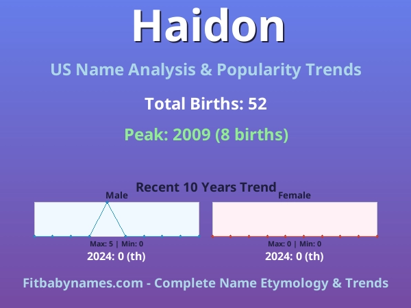 Infographic: Haidon name meaning, origin, and popularity trends in the United States (US baby name analysis chart)