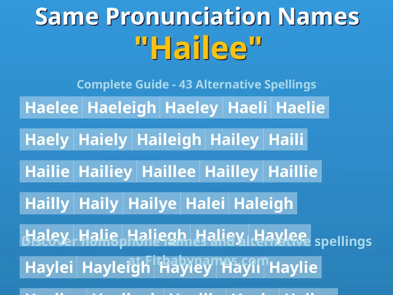 Infographic: Hailee same pronunciation names, similar names, and homophone names