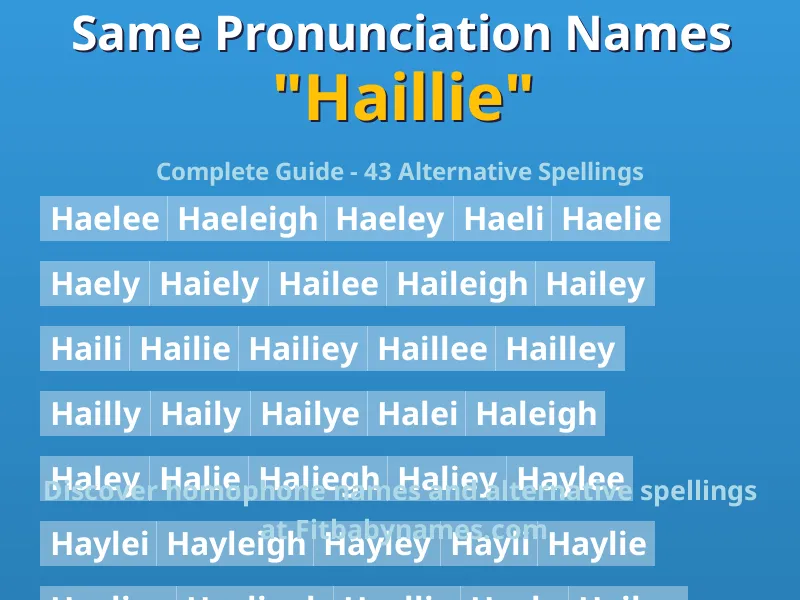 Infographic: Haillie same pronunciation names, similar names, and homophone names
