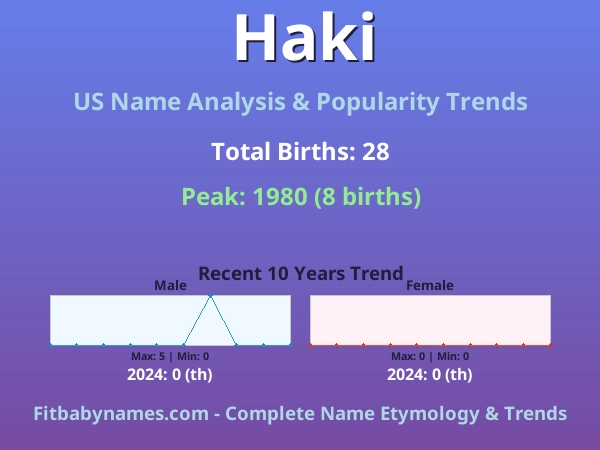 Infographic: Haki name meaning, origin, and popularity trends in the United States (US baby name analysis chart)