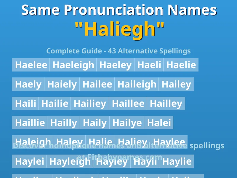 Infographic: Haliegh same pronunciation names, similar names, and homophone names