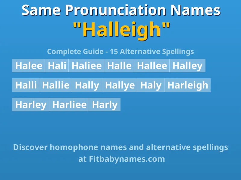 Infographic: Halleigh same pronunciation names, similar names, and homophone names