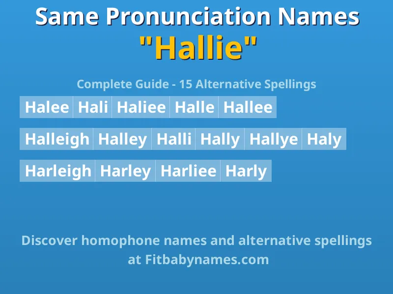 Infographic: Hallie same pronunciation names, similar names, and homophone names