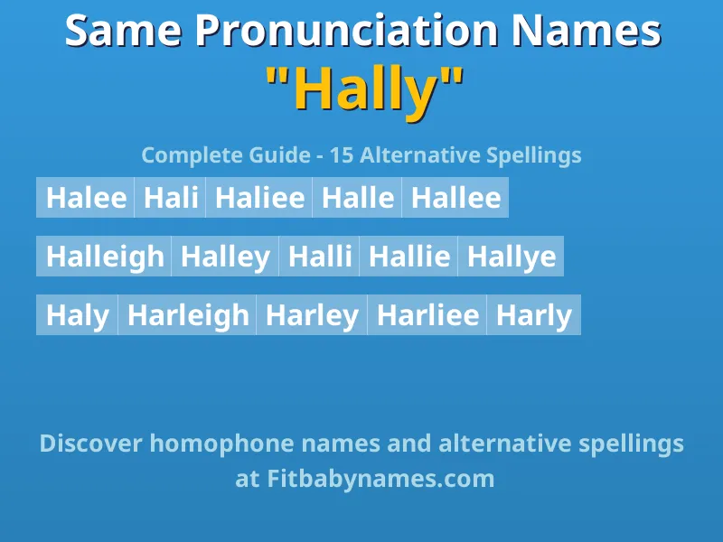Infographic: Hally same pronunciation names, similar names, and homophone names