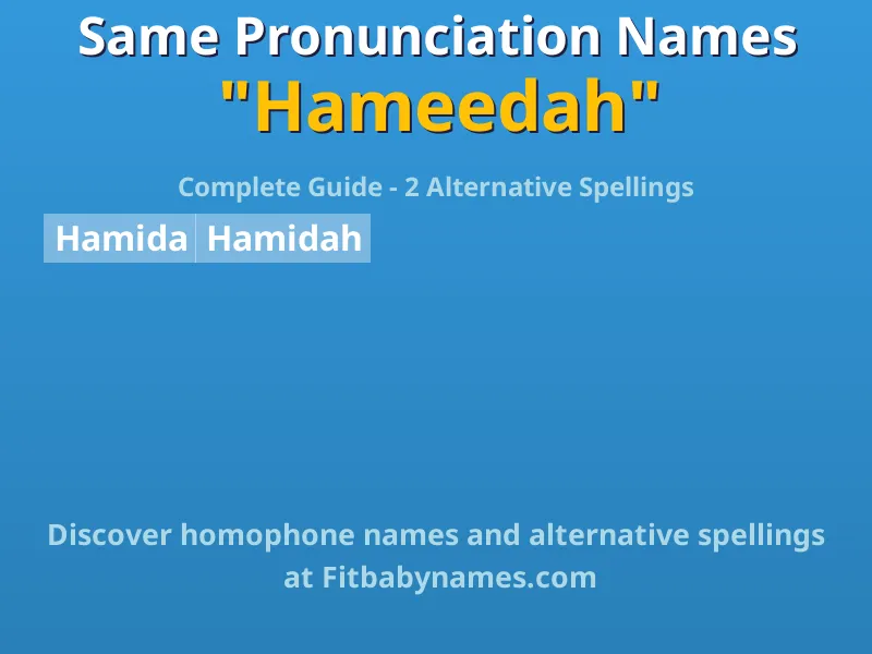 Infographic: Hameedah same pronunciation names, similar names, and homophone names