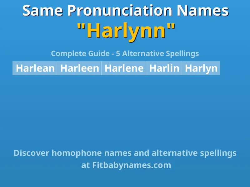 Infographic: Harlynn same pronunciation names, similar names, and homophone names