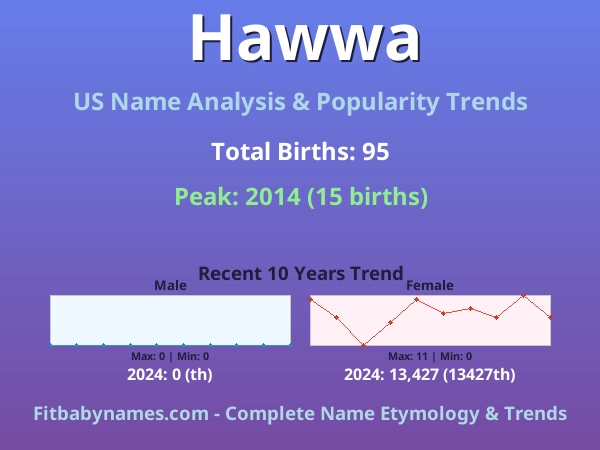 Infographic: Hawwa name meaning, origin, and popularity trends in the United States (US baby name analysis chart)