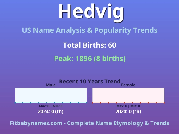 Infographic: Hedvig name meaning, origin, and popularity trends in the United States (US baby name analysis chart)