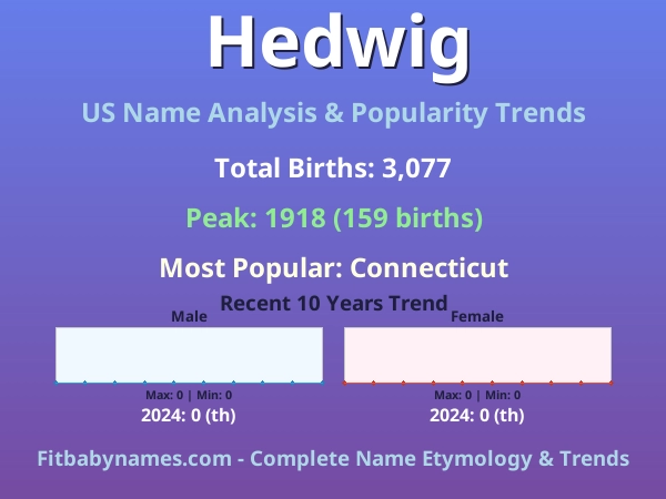 Infographic: Hedwig name meaning, origin, and popularity trends in the United States (US baby name analysis chart)