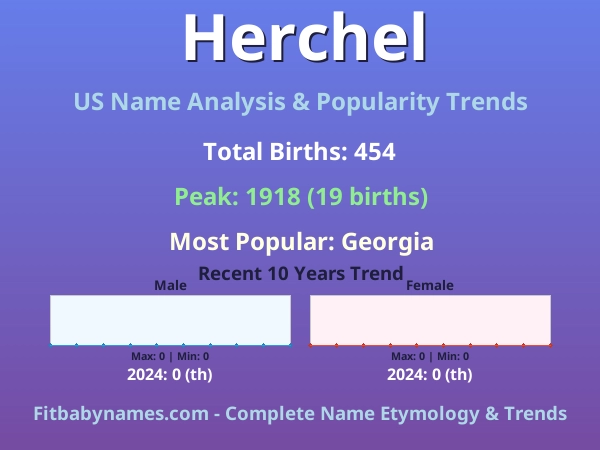 Infographic: Herchel name meaning, origin, and popularity trends in the United States (US baby name analysis chart)