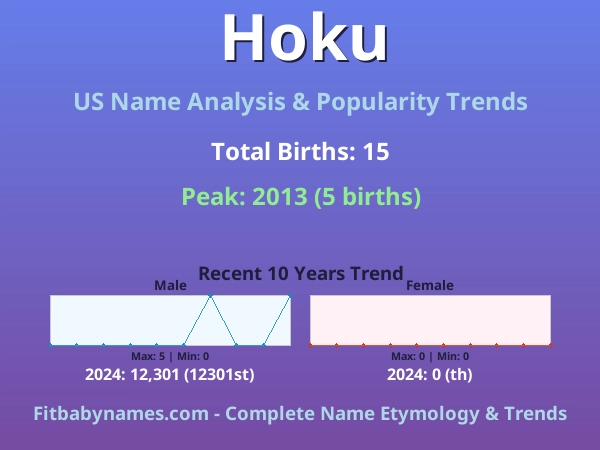 Infographic: Hoku name meaning, origin, and popularity trends in the United States (US baby name analysis chart)