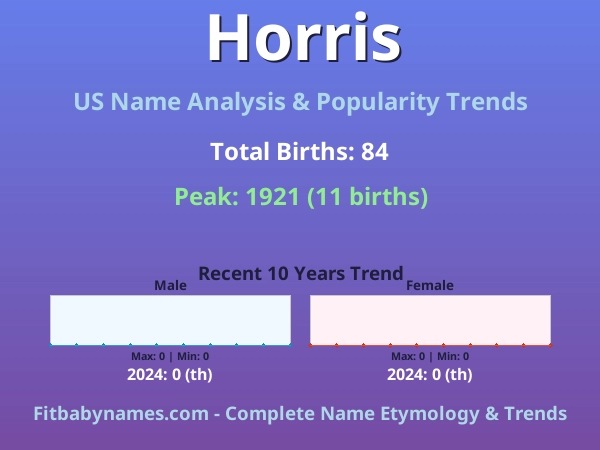 Infographic: Horris name meaning, origin, and popularity trends in the United States (US baby name analysis chart)