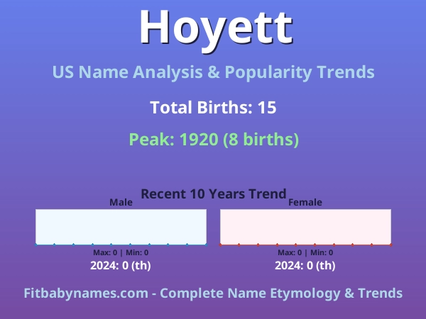 Infographic: Hoyett name meaning, origin, and popularity trends in the United States (US baby name analysis chart)