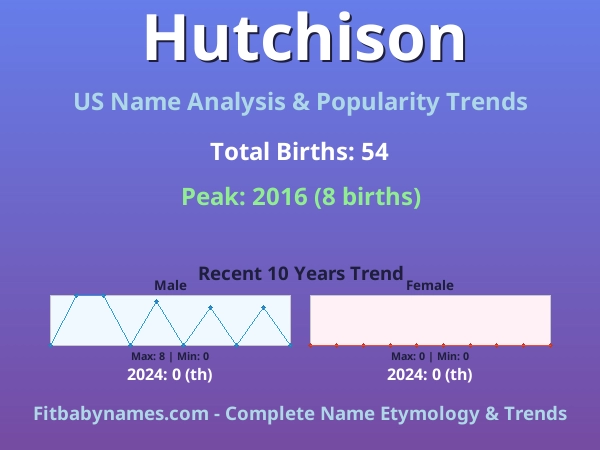 Infographic: Hutchison name meaning, origin, and popularity trends in the United States (US baby name analysis chart)