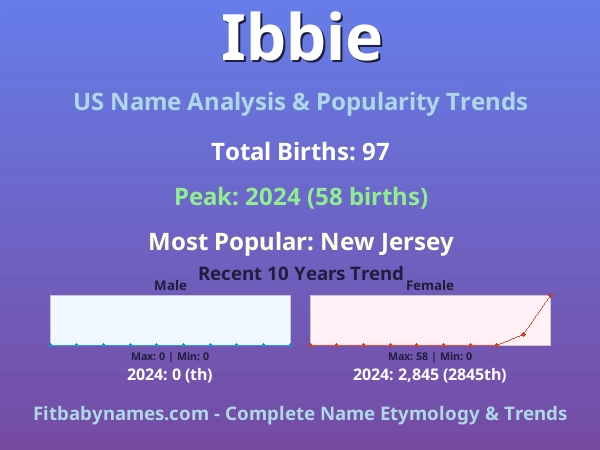 Infographic: Ibbie name meaning, origin, and popularity trends in the United States (US baby name analysis chart)