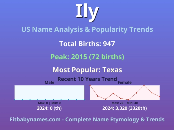 Infographic: Ily name meaning, origin, and popularity trends in the United States (US baby name analysis chart)