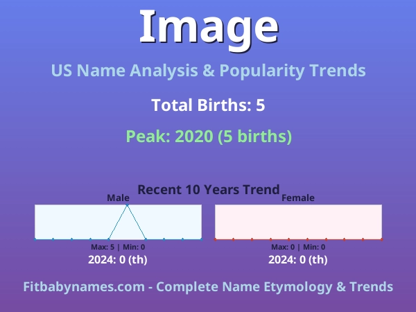 Infographic: Image name meaning, origin, and popularity trends in the United States (US baby name analysis chart)