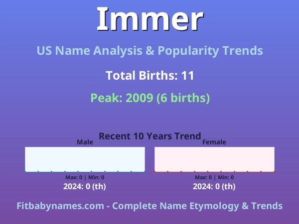 Infographic: Immer name meaning, origin, and popularity trends in the United States (US baby name analysis chart)