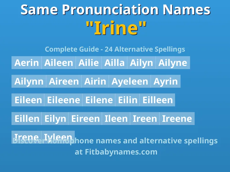 Infographic: Irine same pronunciation names, similar names, and homophone names