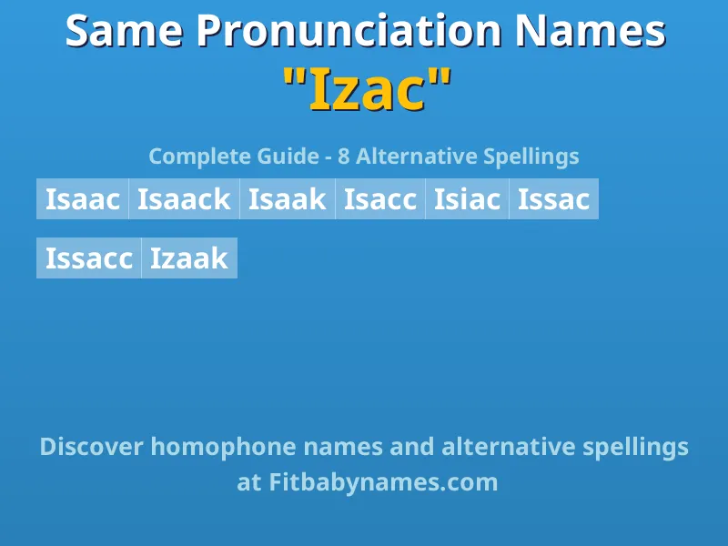 Infographic: Izac same pronunciation names, similar names, and homophone names