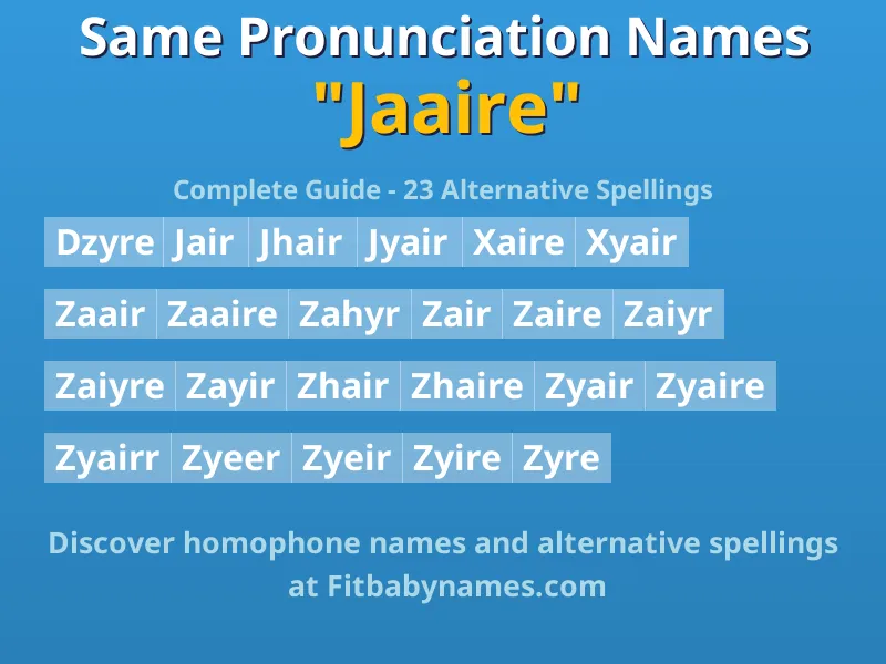 Infographic: Jaaire same pronunciation names, similar names, and homophone names