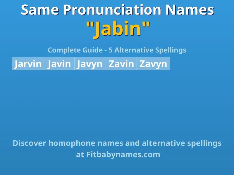 Infographic: Jabin same pronunciation names, similar names, and homophone names