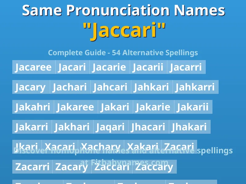 Infographic: Jaccari same pronunciation names, similar names, and homophone names