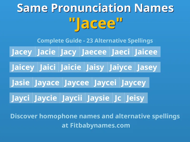 Infographic: Jacee same pronunciation names, similar names, and homophone names