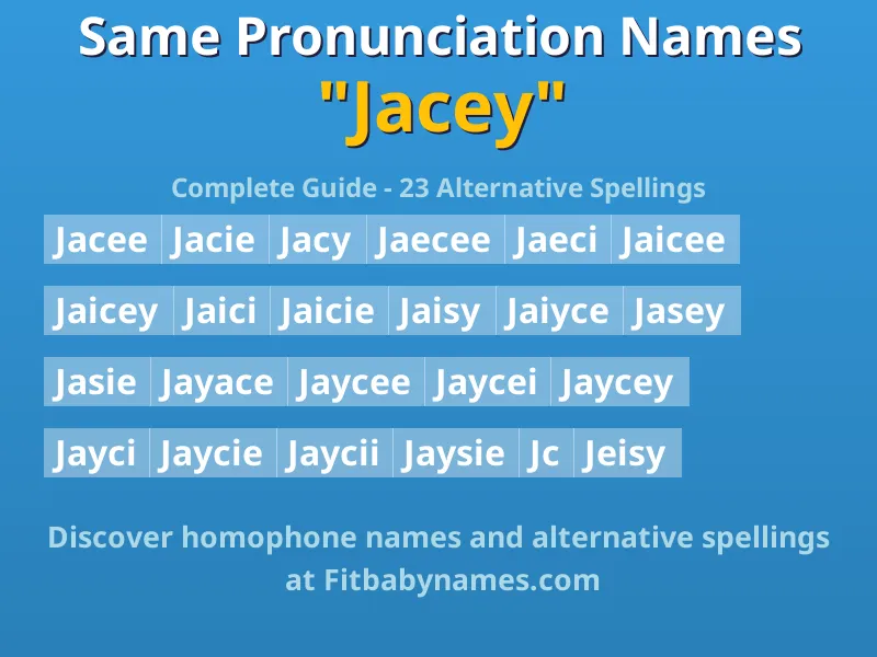 Infographic: Jacey same pronunciation names, similar names, and homophone names