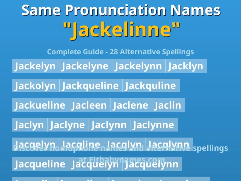 Infographic: Jackelinne same pronunciation names, similar names, and homophone names