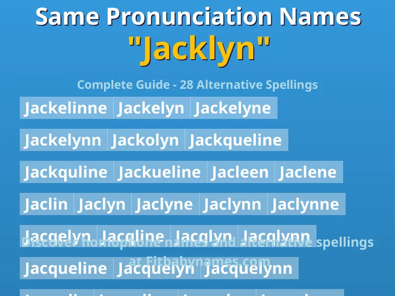 Infographic: Jacklyn same pronunciation names, similar names, and homophone names