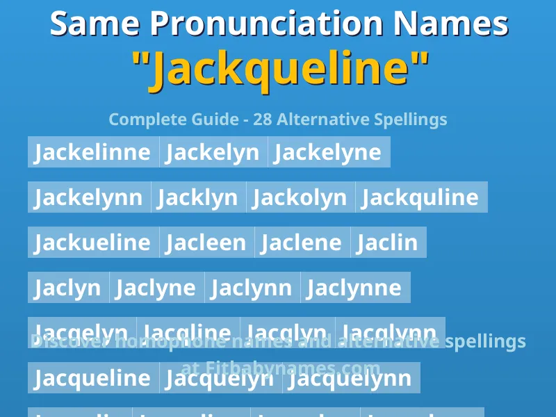 Infographic: Jackqueline same pronunciation names, similar names, and homophone names