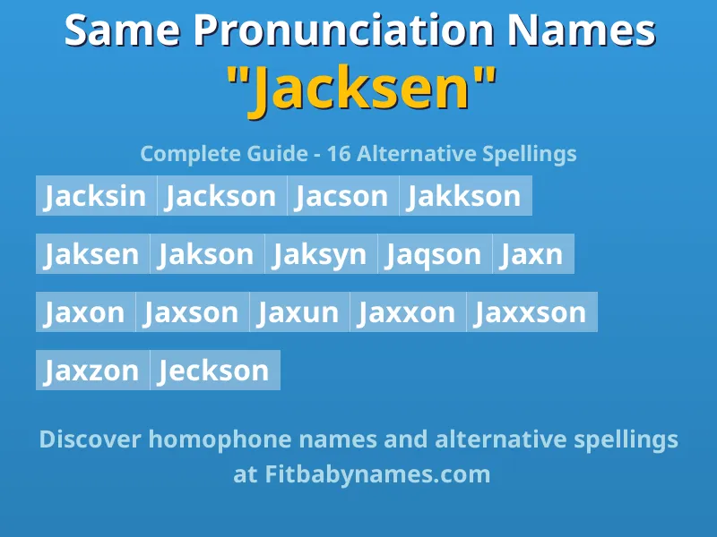 Infographic: Jacksen same pronunciation names, similar names, and homophone names