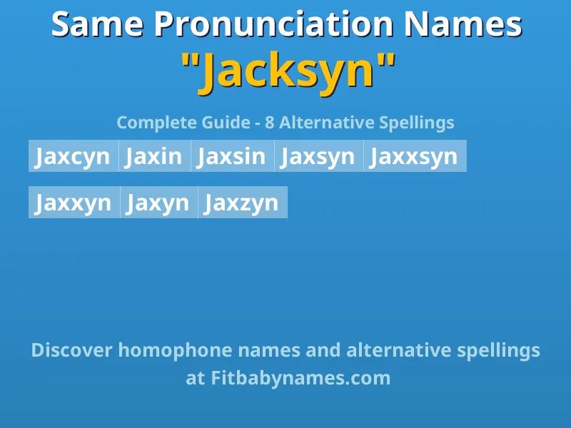 Infographic: Jacksyn same pronunciation names, similar names, and homophone names