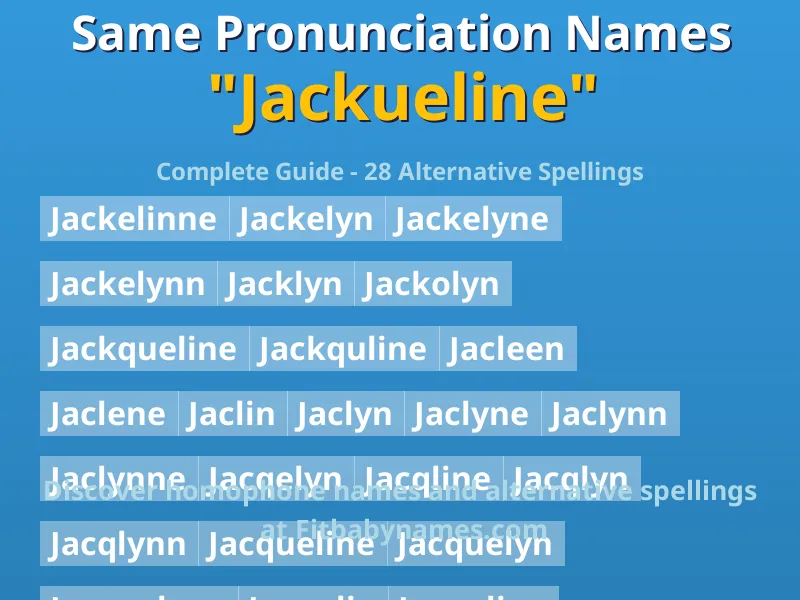 Infographic: Jackueline same pronunciation names, similar names, and homophone names