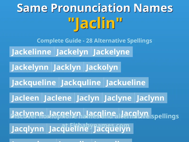 Infographic: Jaclin same pronunciation names, similar names, and homophone names