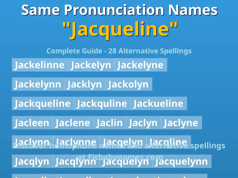 Infographic: Jacqueline same pronunciation names, similar names, and homophone names